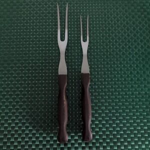 CUTCO Meat Turning Fork No. 26 & 27 Carving Fork Brown Swirl Handle 2 Prong VTG